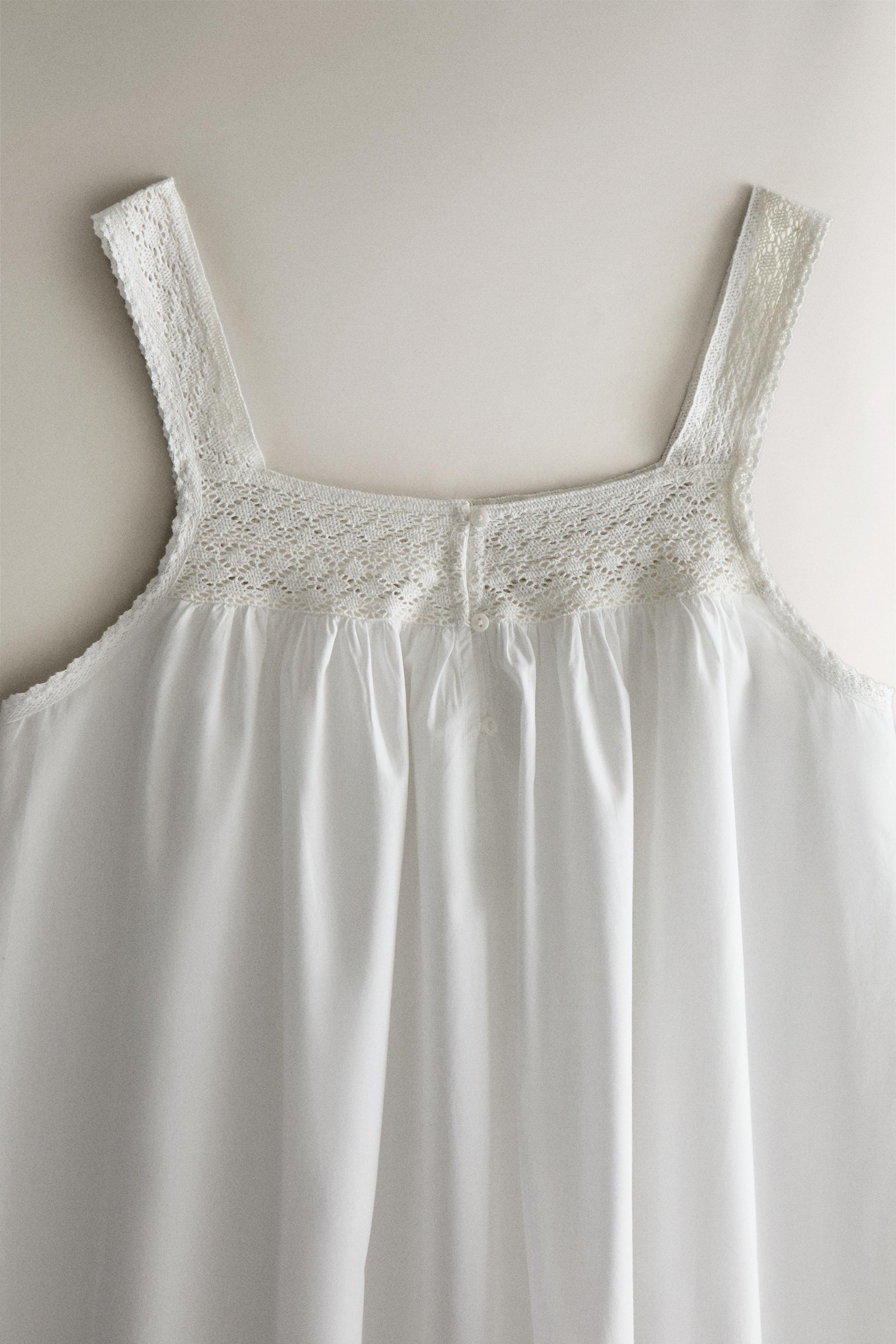 CHEMISE DE NUIT COTON BRETELLES DENTELLE